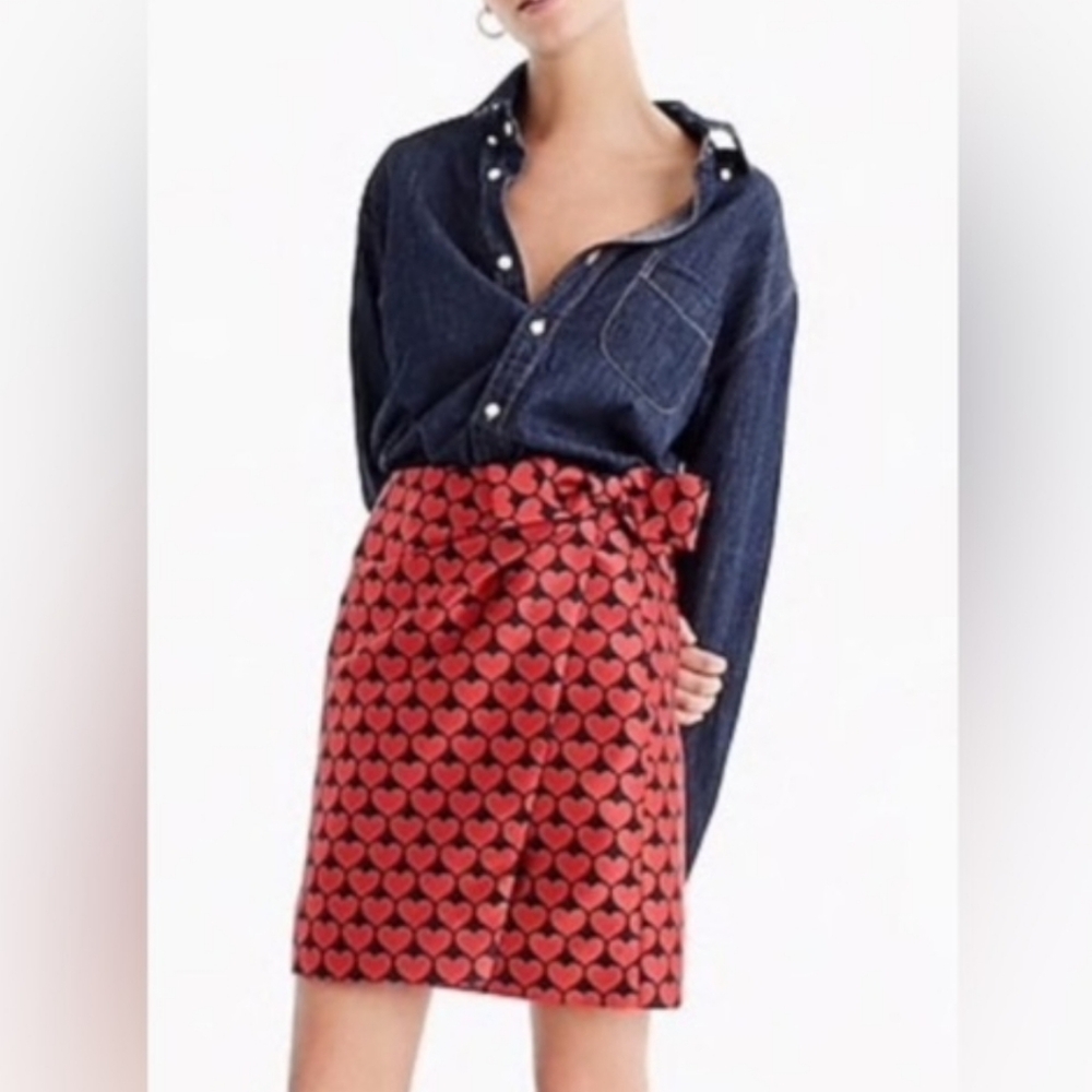 J. Crew Black and Red Heart Skirt - Picture 2 of 8